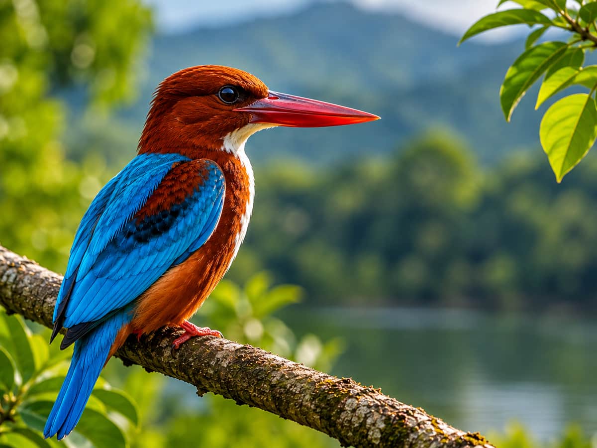 A White-throated Kingfisher, one of the birds seen around the estate